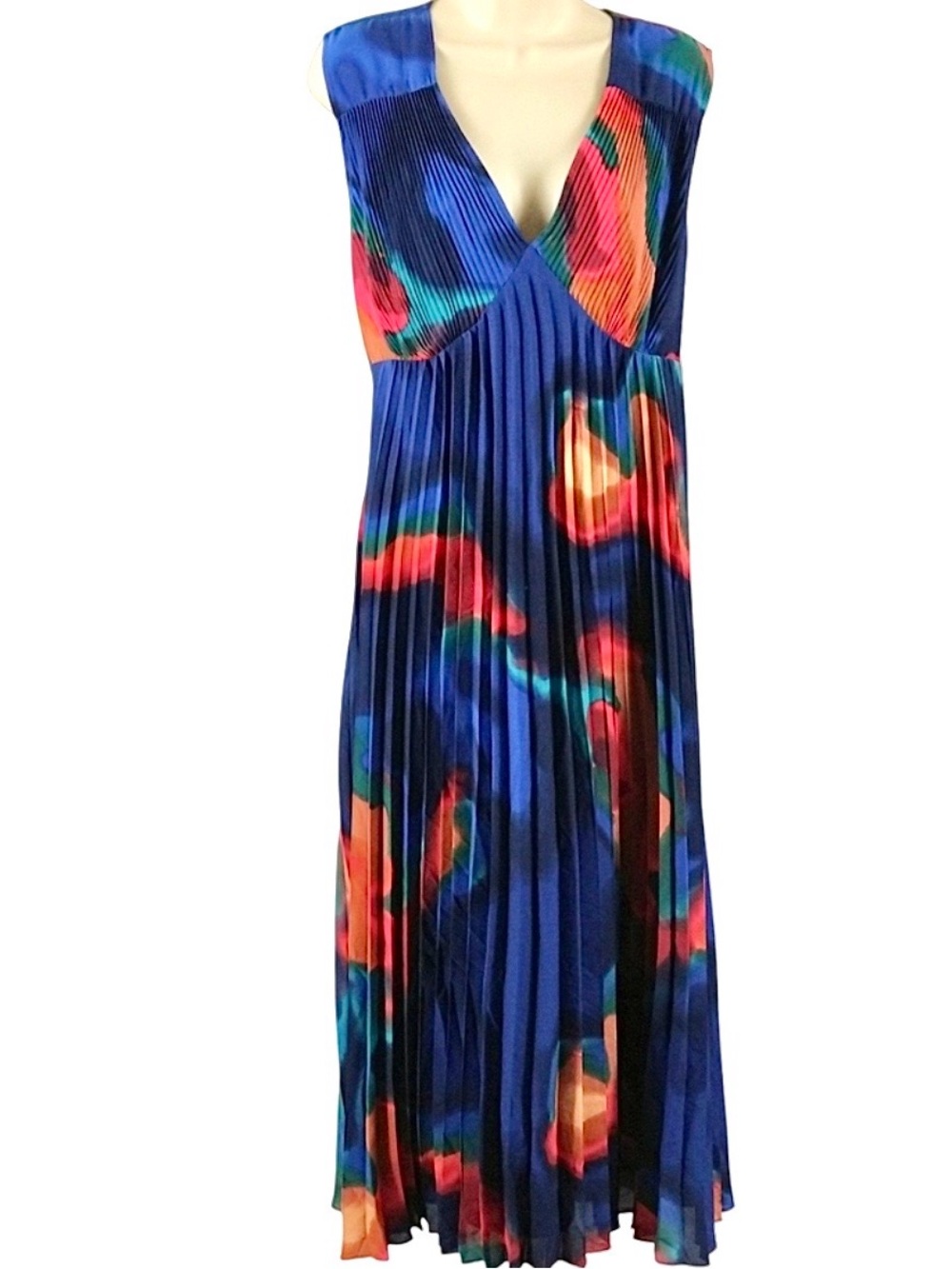 Nicole Miller Multicolor Pleated Midi Dress